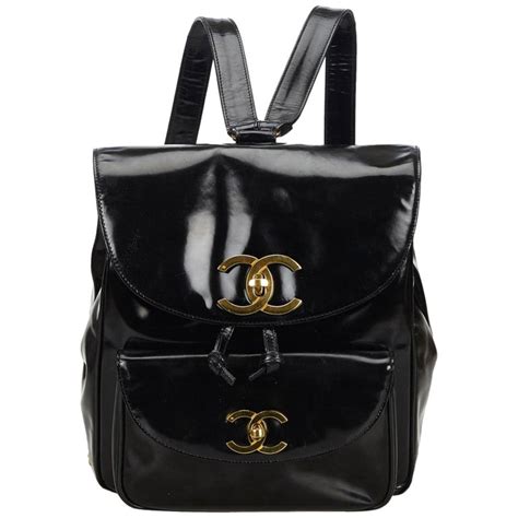 chanel large backpack patent|chanel leather backpack.